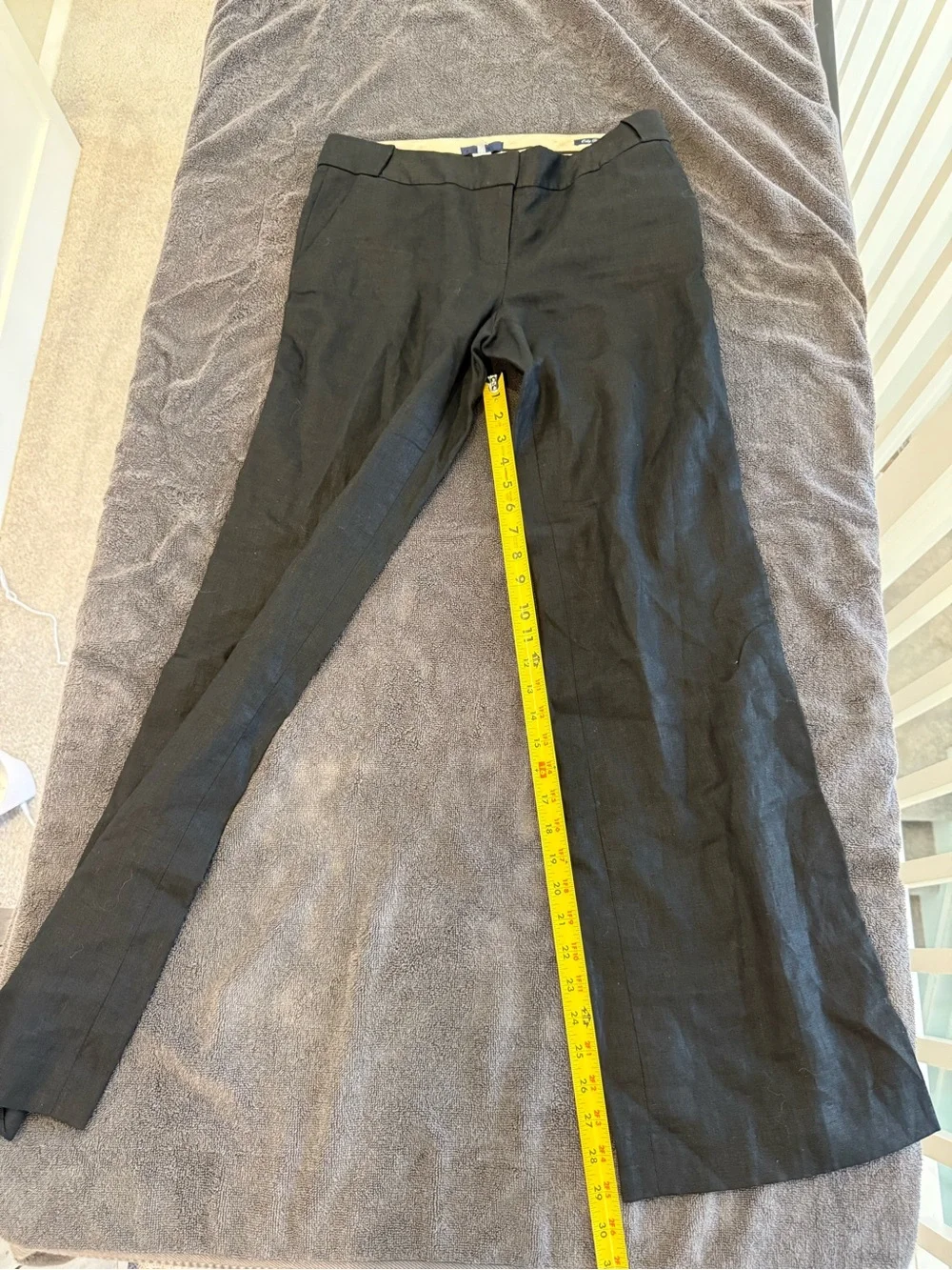 J. Crew Black Wide-Leg Linen Blend Trousers city fit